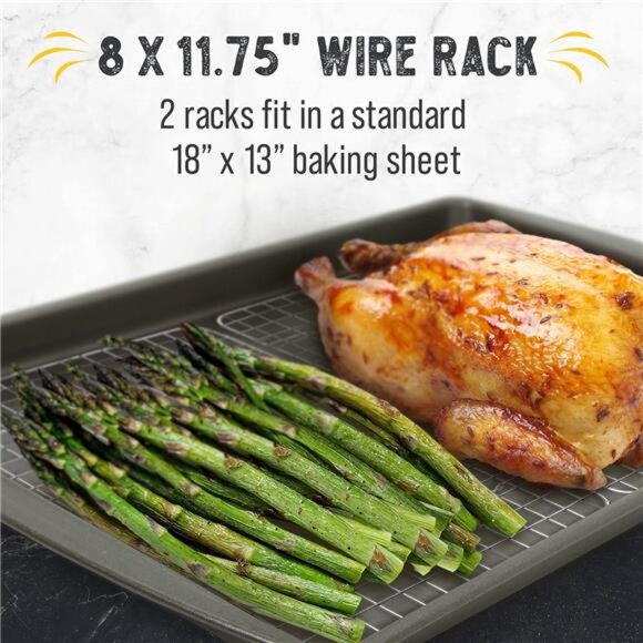 Checkered Chef Cooling Rack for Cooking and Baking - 8” x 11 ¾" Set of 2 - Picture 3 of 7